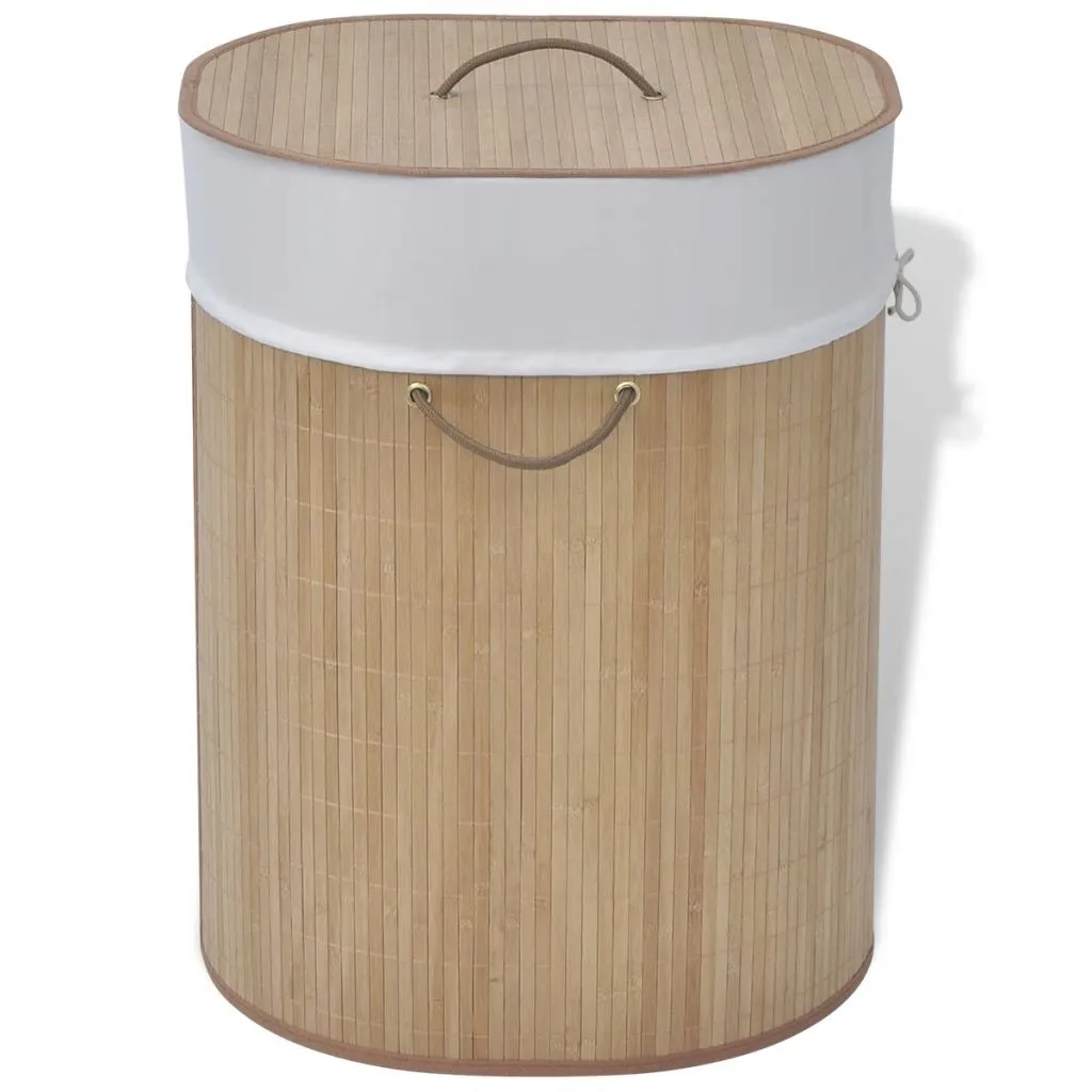 Bambus-Wäschekorb Wäschesammler Wäschebox | Wäschetruhe Wäschetonne Oval Natur - 73779